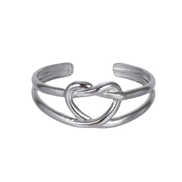 MRSS32 STAINLESS STEEL ADJUSTABLE HEART KNOT OPEN RING
