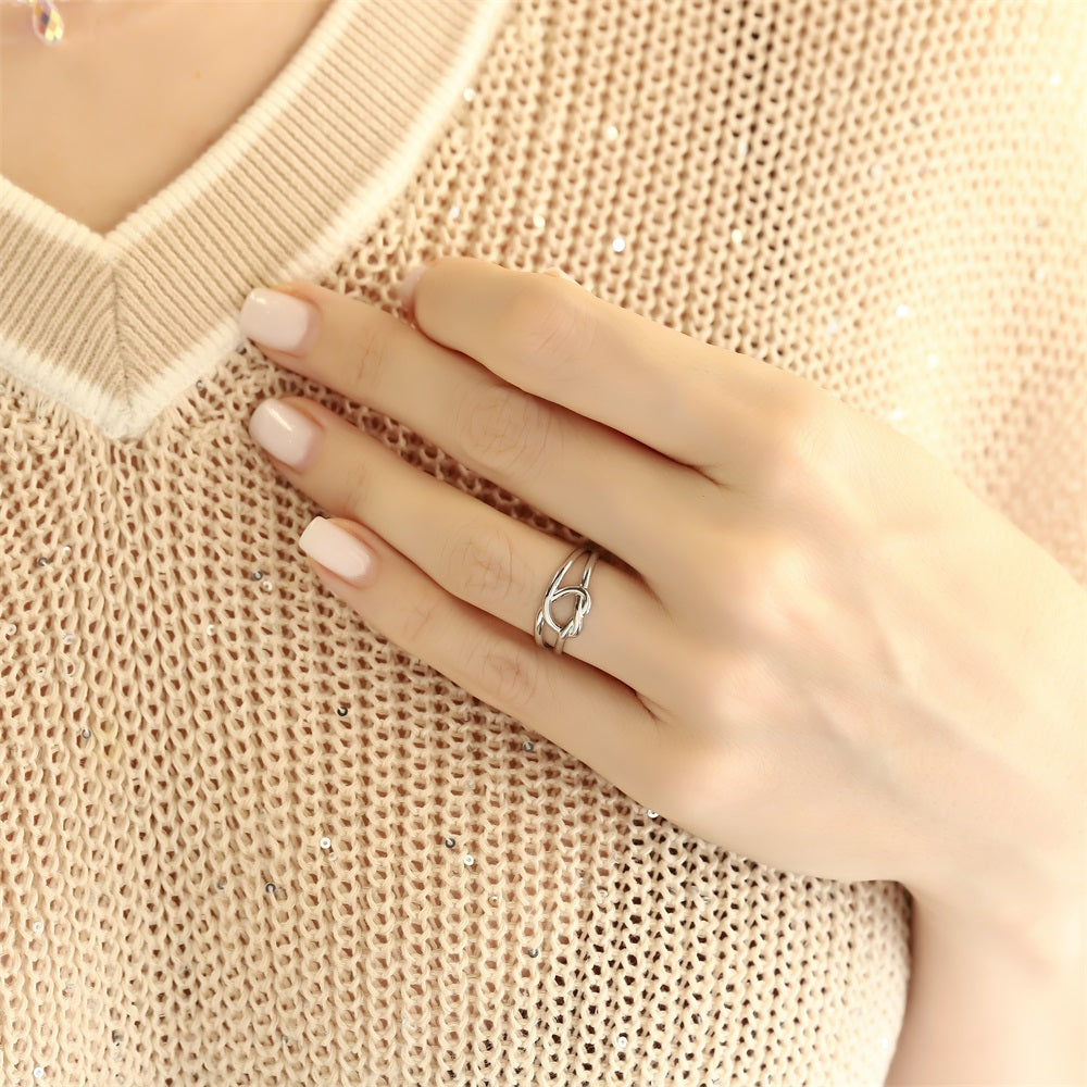 MRSS32 STAINLESS STEEL ADJUSTABLE HEART KNOT OPEN RING