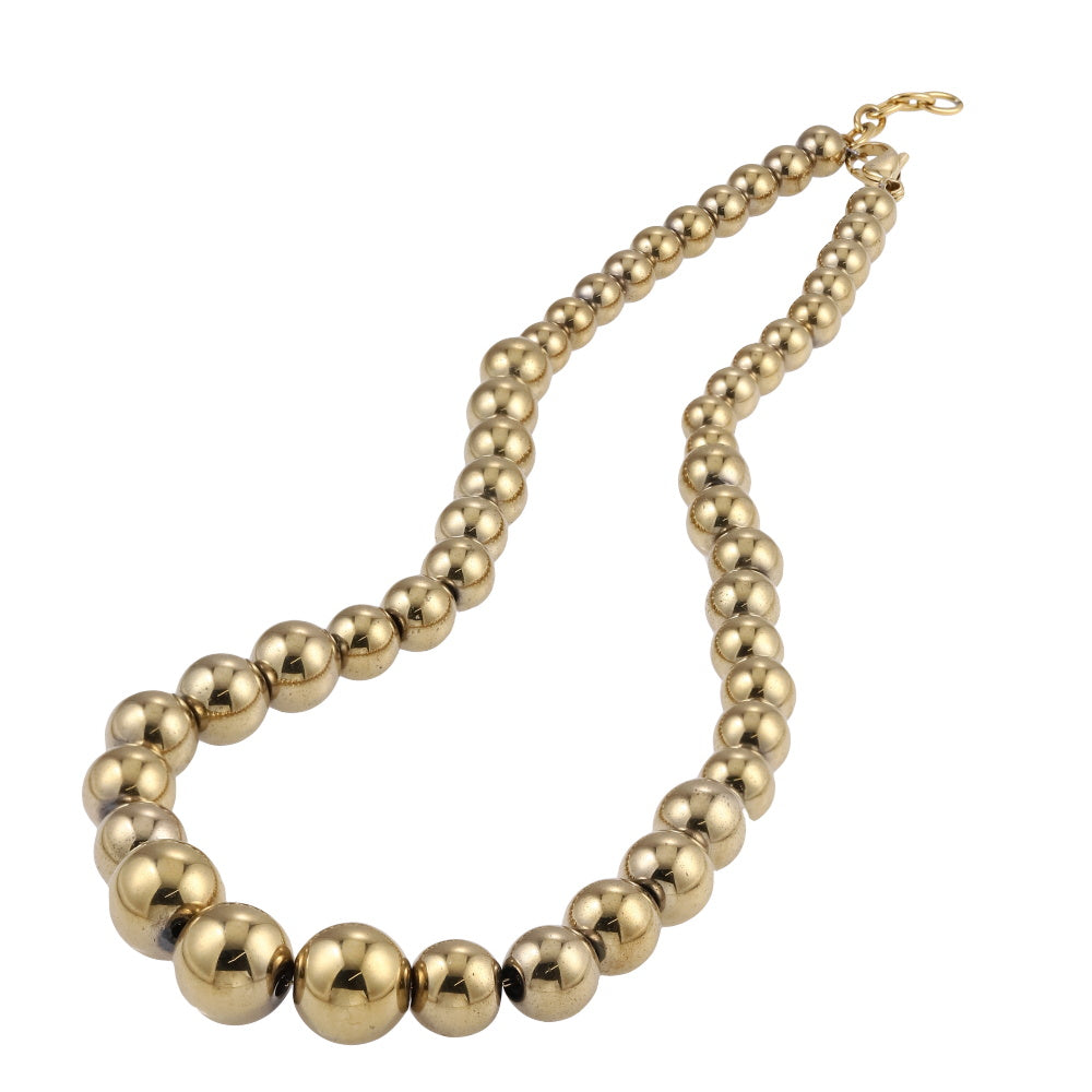 NSS1000 STAINLESS STEEL & HEMATITE BEADS NECKLACE