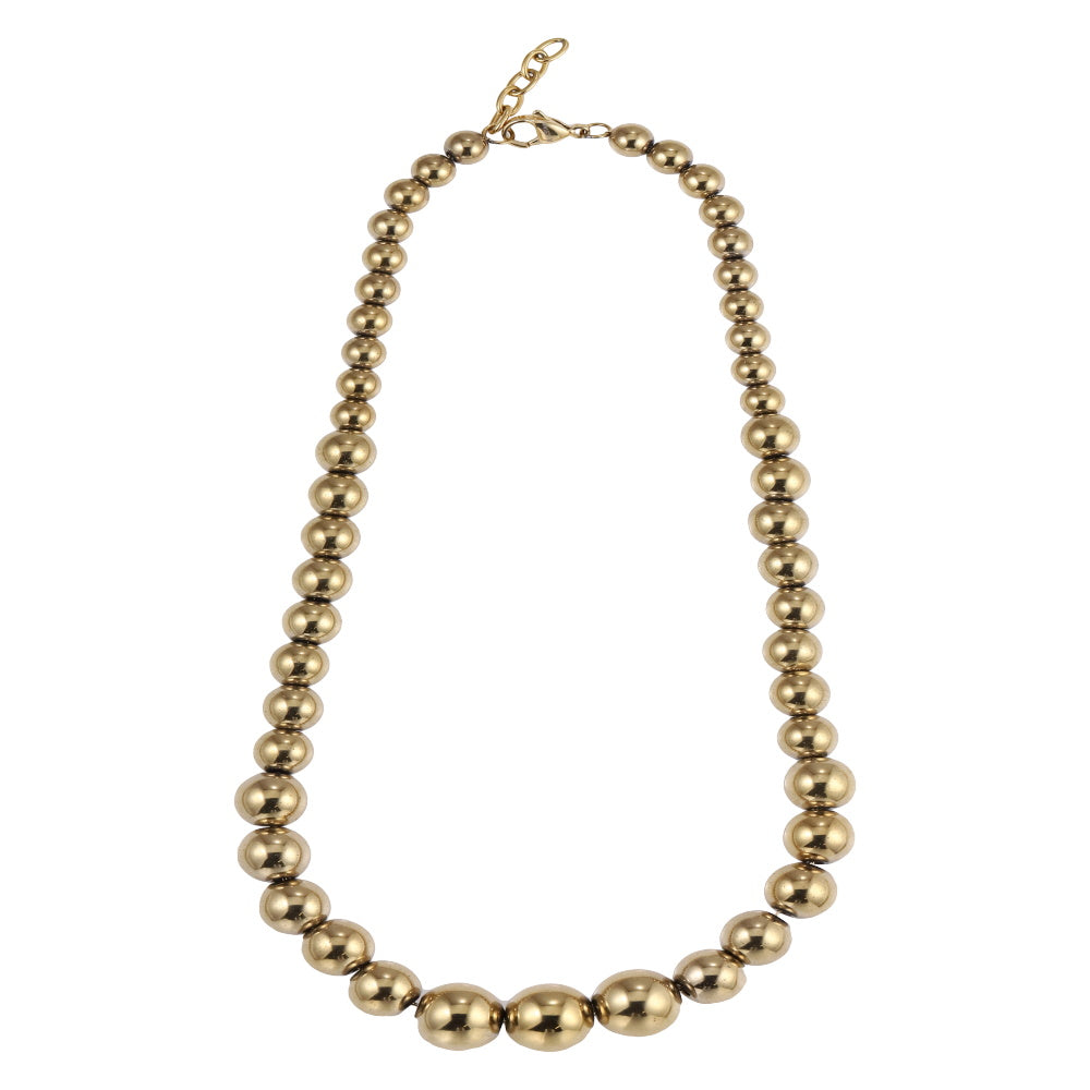 NSS1000 STAINLESS STEEL & HEMATITE BEADS NECKLACE