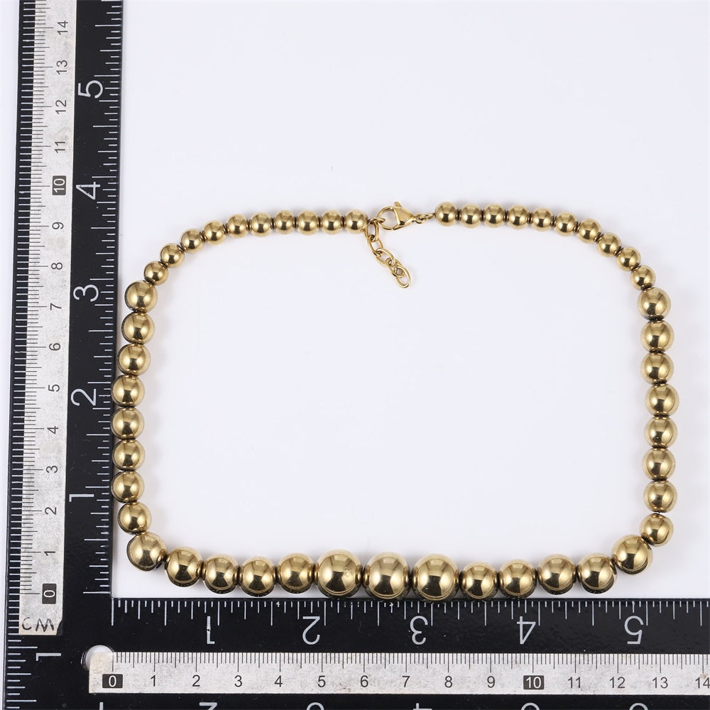 NSS1000 STAINLESS STEEL & HEMATITE BEADS NECKLACE