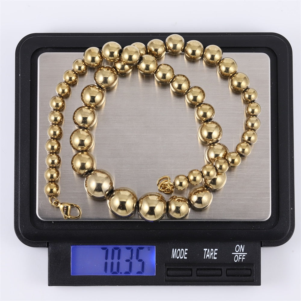 NSS1000 STAINLESS STEEL & HEMATITE BEADS NECKLACE