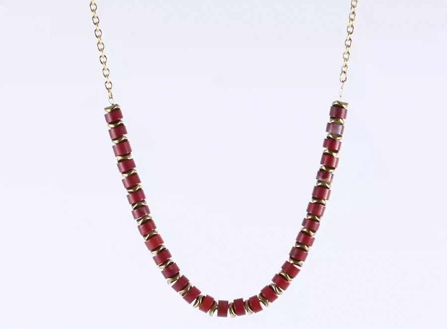 NSS1014 STAINLESS STEEL & HEMATITE BEADS NECKLACE WITH STONE