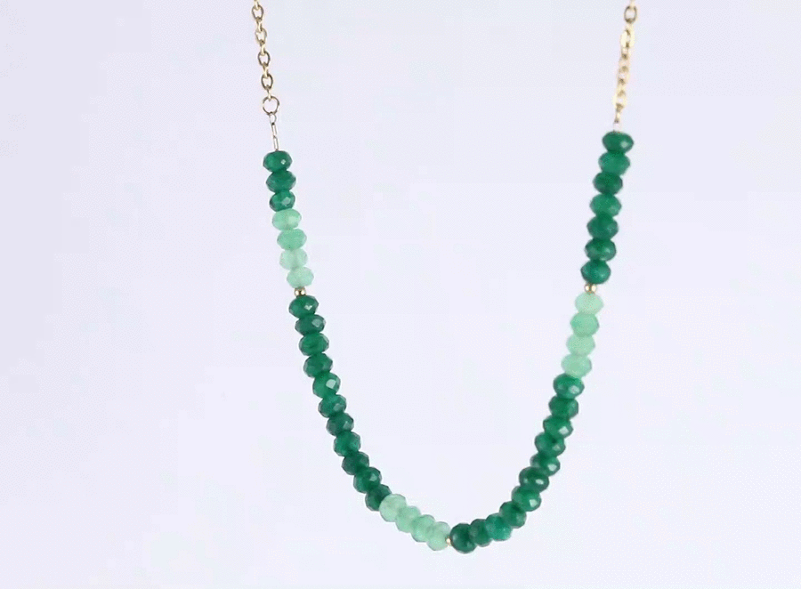 NSS1015 STAINLESS STEEL BEADS NECKLACE WITH DYED QUARTZITE IMITATION JADE
