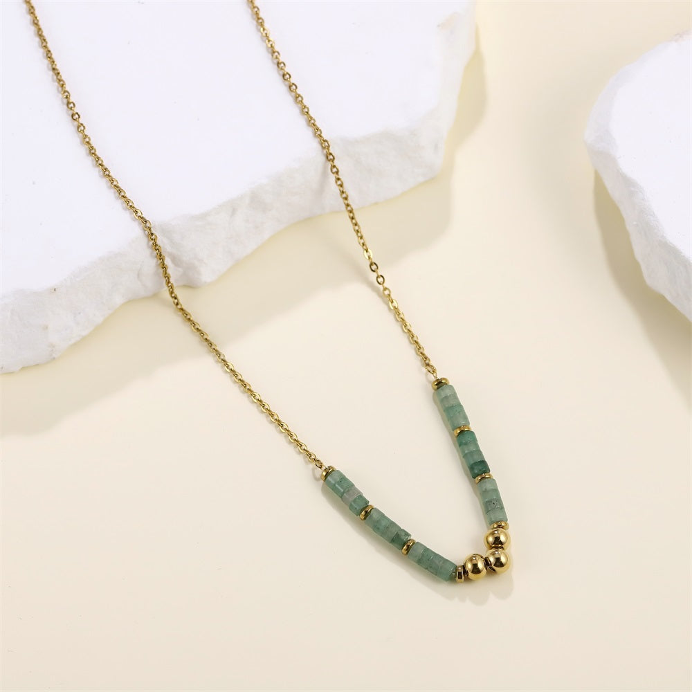 NSS1029 STAINLESS STEEL NECKLACE WITH STONE