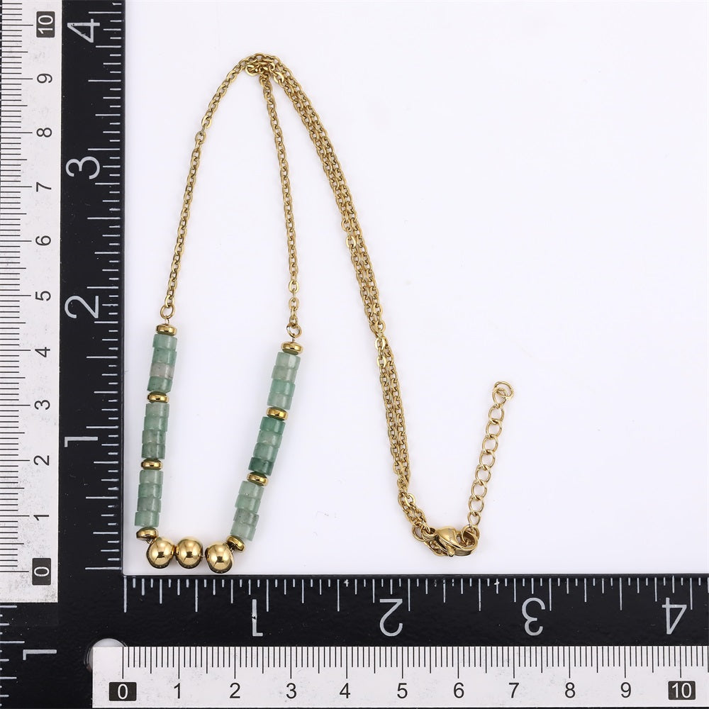 NSS1029 STAINLESS STEEL NECKLACE WITH STONE