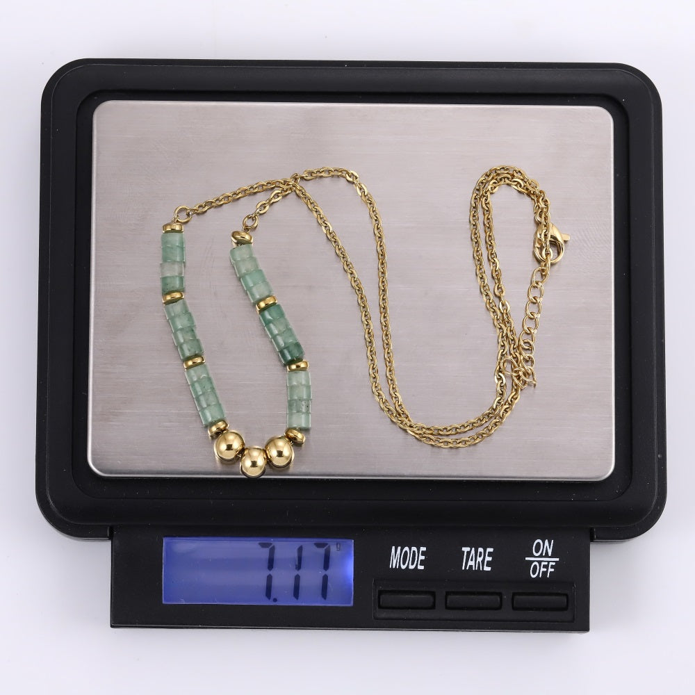 NSS1029 STAINLESS STEEL NECKLACE WITH STONE