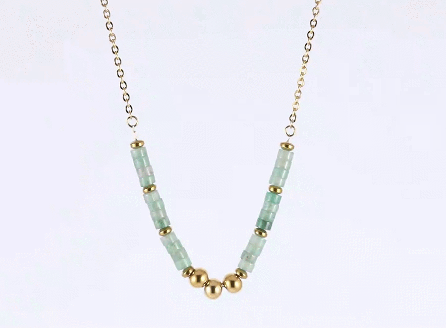 NSS1029 STAINLESS STEEL NECKLACE WITH STONE