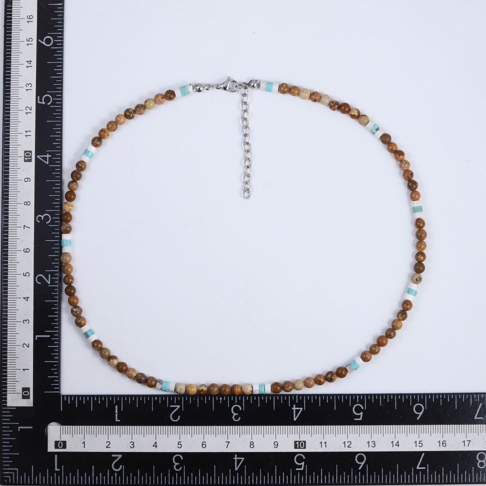 NSS1034 STAINLESS STEEL & BEADS NECKLACE