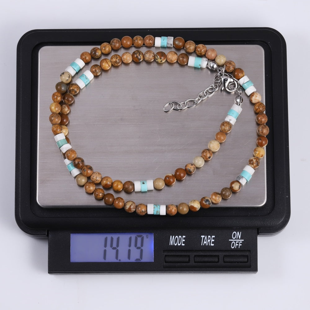 NSS1034 STAINLESS STEEL & BEADS NECKLACE