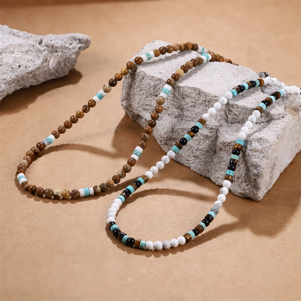 NSS1034 STAINLESS STEEL & BEADS NECKLACE