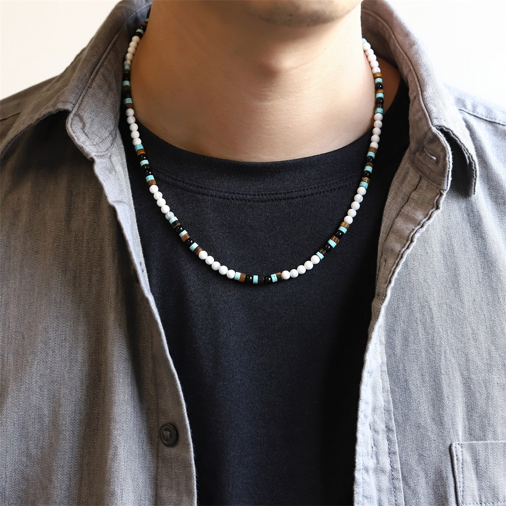 NSS1035 STAINLESS STEEL & BEADS NECKLACE