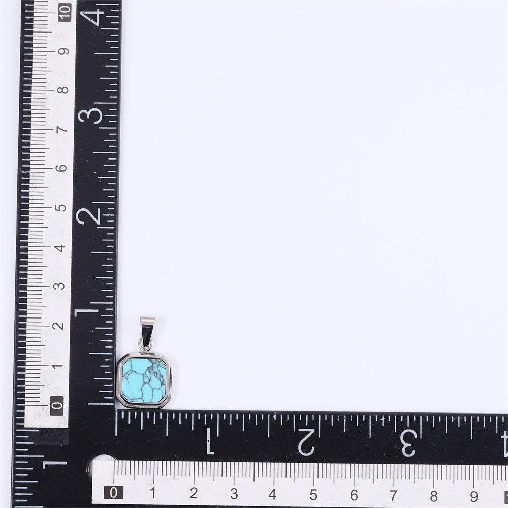 NSS1042 STAINLESS STEEL NECKLACE WITH SYNTHETIC TURQUOISE