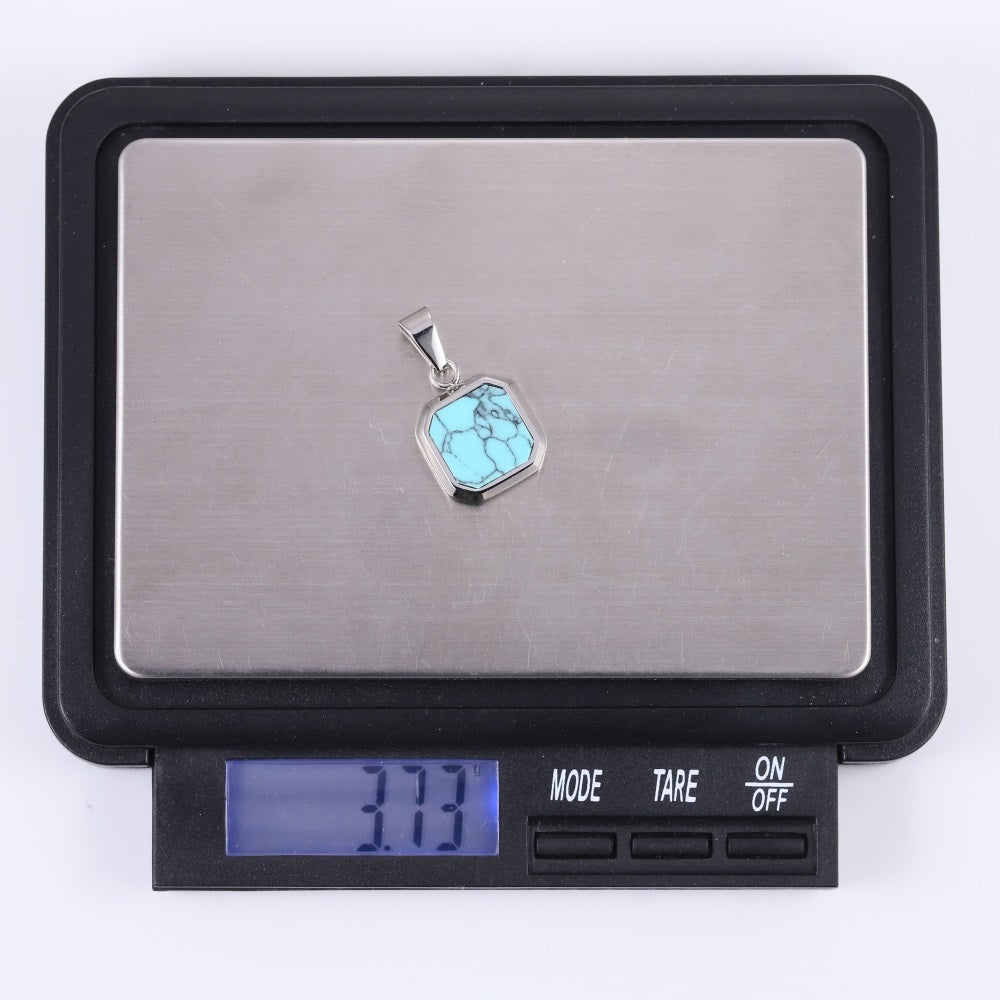 NSS1042 STAINLESS STEEL NECKLACE WITH SYNTHETIC TURQUOISE