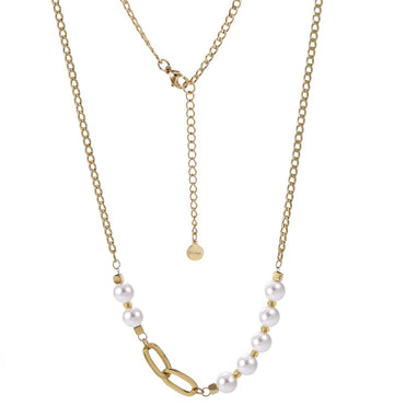 Layered shell pearl necklace with 14K gold stainless steel - AAB Jewelry
