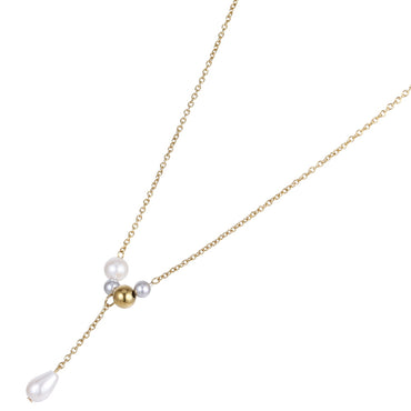 NSS1046 STAINLESS STEEL NECKLACE WITH SHELL PEARL