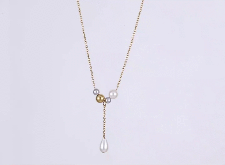 NSS1046 STAINLESS STEEL NECKLACE WITH SHELL PEARL
