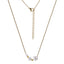 Minimalist round shell pearl necklace with layered gold chain -AAB Jewelry
