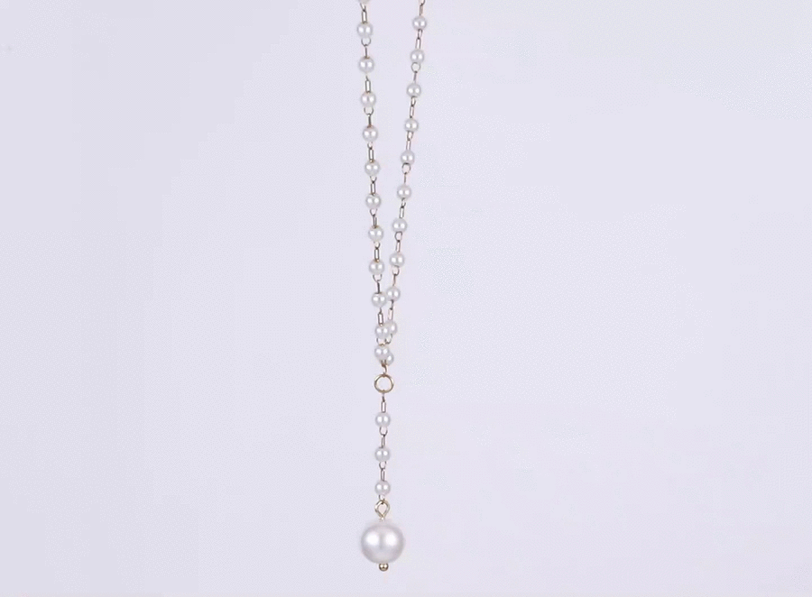 NSS1048 STAINLESS STEEL NECKLACE WITH PLASTIC PEARL & SHELL PEARL