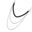 NSS1049 STAINLESS STEEL MULTI CHAIN NECKLACE WITH BEADS