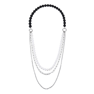 NSS1049 STAINLESS STEEL MULTI CHAIN NECKLACE WITH BEADS