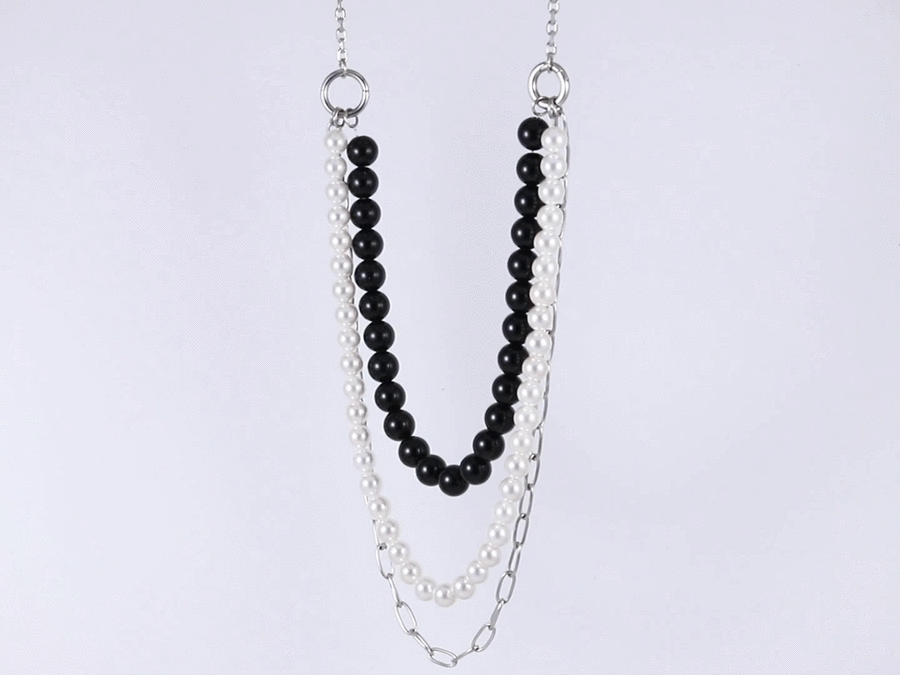 NSS1049 STAINLESS STEEL MULTI CHAIN NECKLACE WITH BEADS
