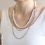 NSS1049 STAINLESS STEEL MULTI CHAIN NECKLACE WITH BEADS