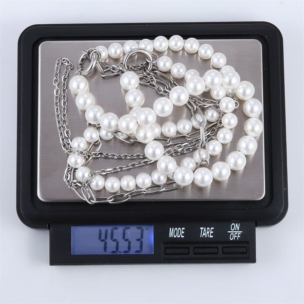 NSS1049 STAINLESS STEEL MULTI CHAIN NECKLACE WITH BEADS