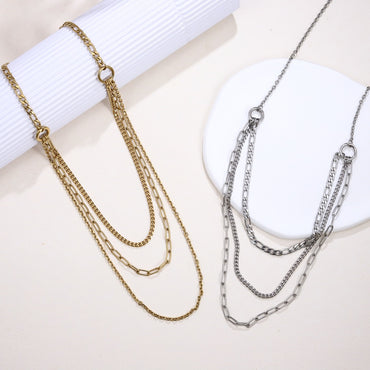 NSS1050 STAINLESS STEEL MULTI CHAIN NECKLACE