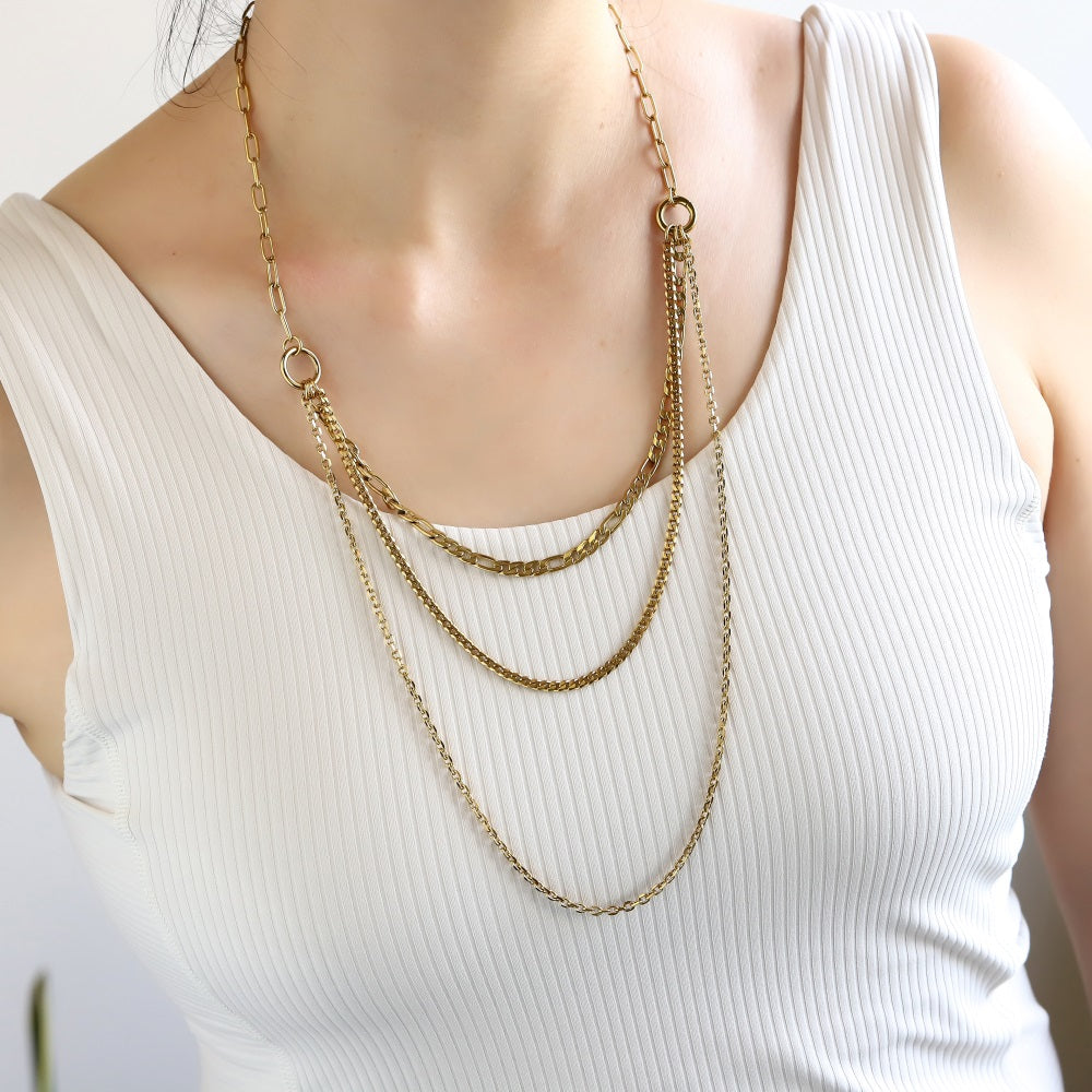 NSS1050 STAINLESS STEEL MULTI CHAIN NECKLACE