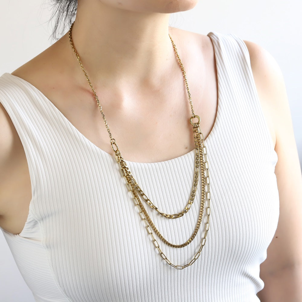 NSS1050 STAINLESS STEEL MULTI CHAIN NECKLACE