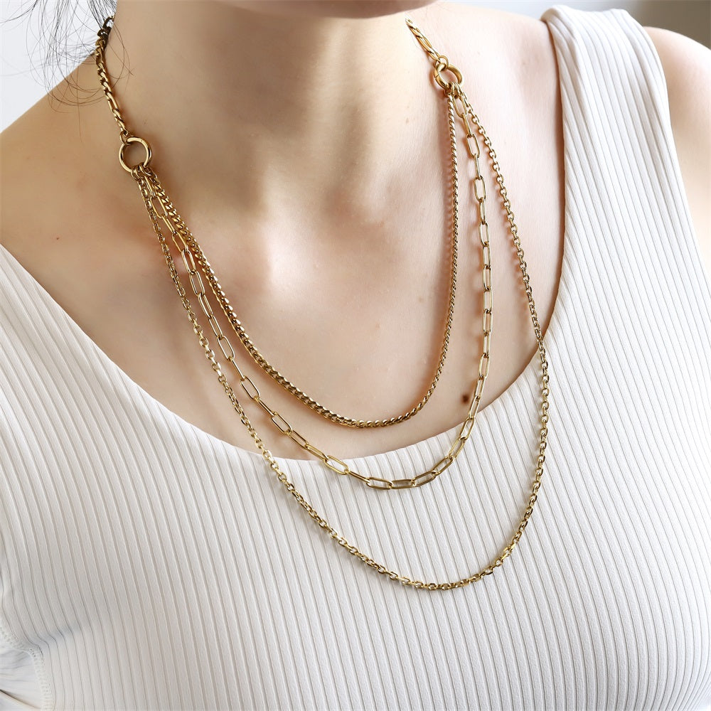 NSS1050 STAINLESS STEEL MULTI CHAIN NECKLACE