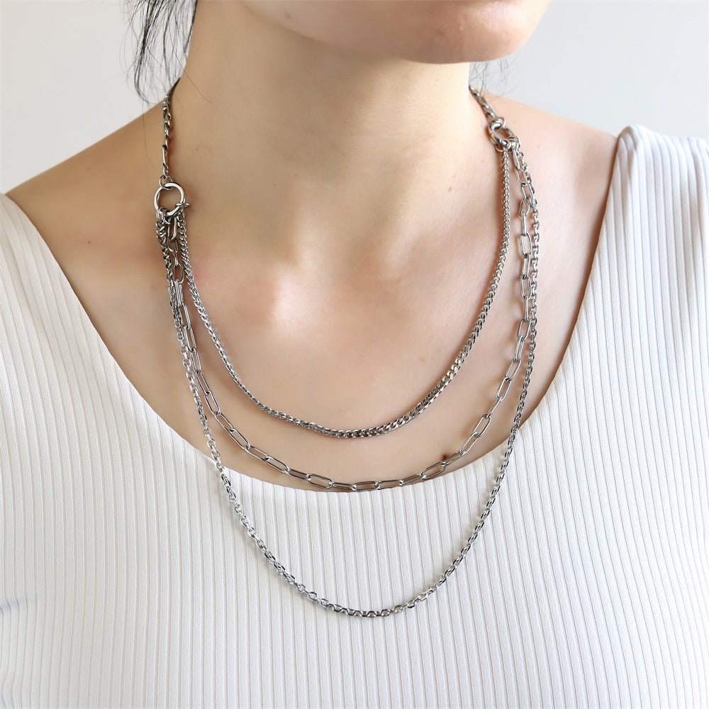 NSS1050 STAINLESS STEEL MULTI CHAIN NECKLACE