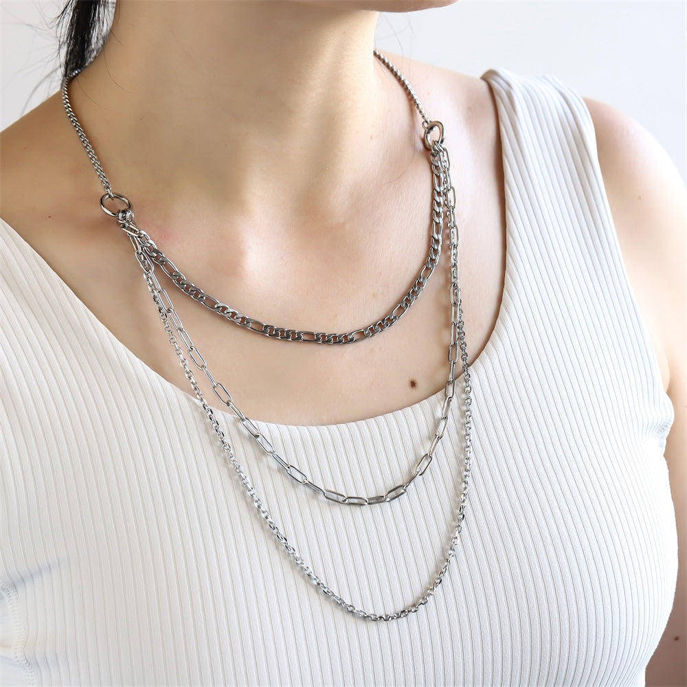 NSS1050 STAINLESS STEEL MULTI CHAIN NECKLACE