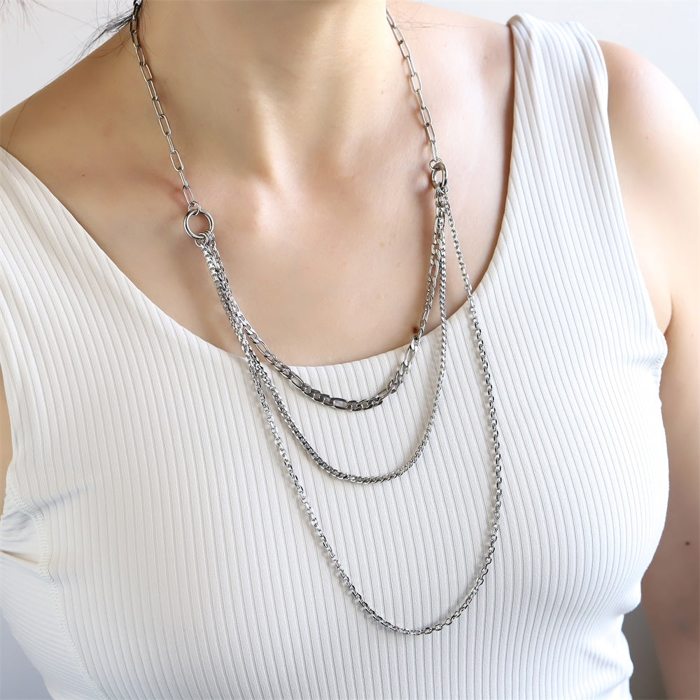 NSS1050 STAINLESS STEEL MULTI CHAIN NECKLACE