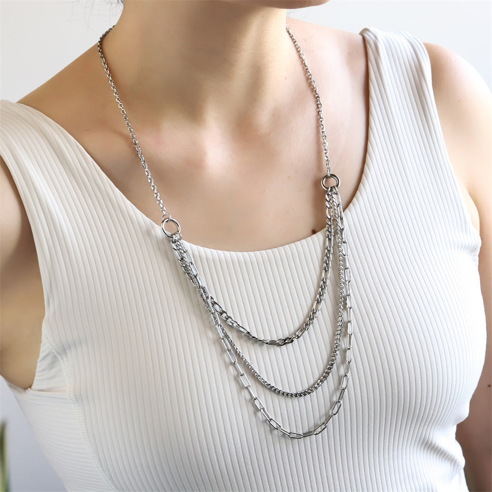 NSS1050 STAINLESS STEEL MULTI CHAIN NECKLACE