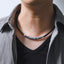 NSS1053 STAINLESS STEEL LEATHER NECKLACE WITH HESHI BEADS & HEMATITE