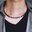 NSS1054 STAINLESS STEEL LEATHER NECKLACE WITH NATURAL BEAD & HEMATITE