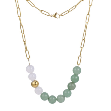 NSS1056 STAINLESS STEEL NECKLACE WITH NATURAL STONE