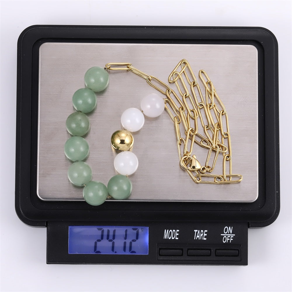 NSS1056 STAINLESS STEEL NECKLACE WITH NATURAL STONE