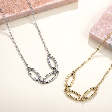 NSS1057 STAINLESS STEEL NECKLACE WITH OVAL SHAPE LINK