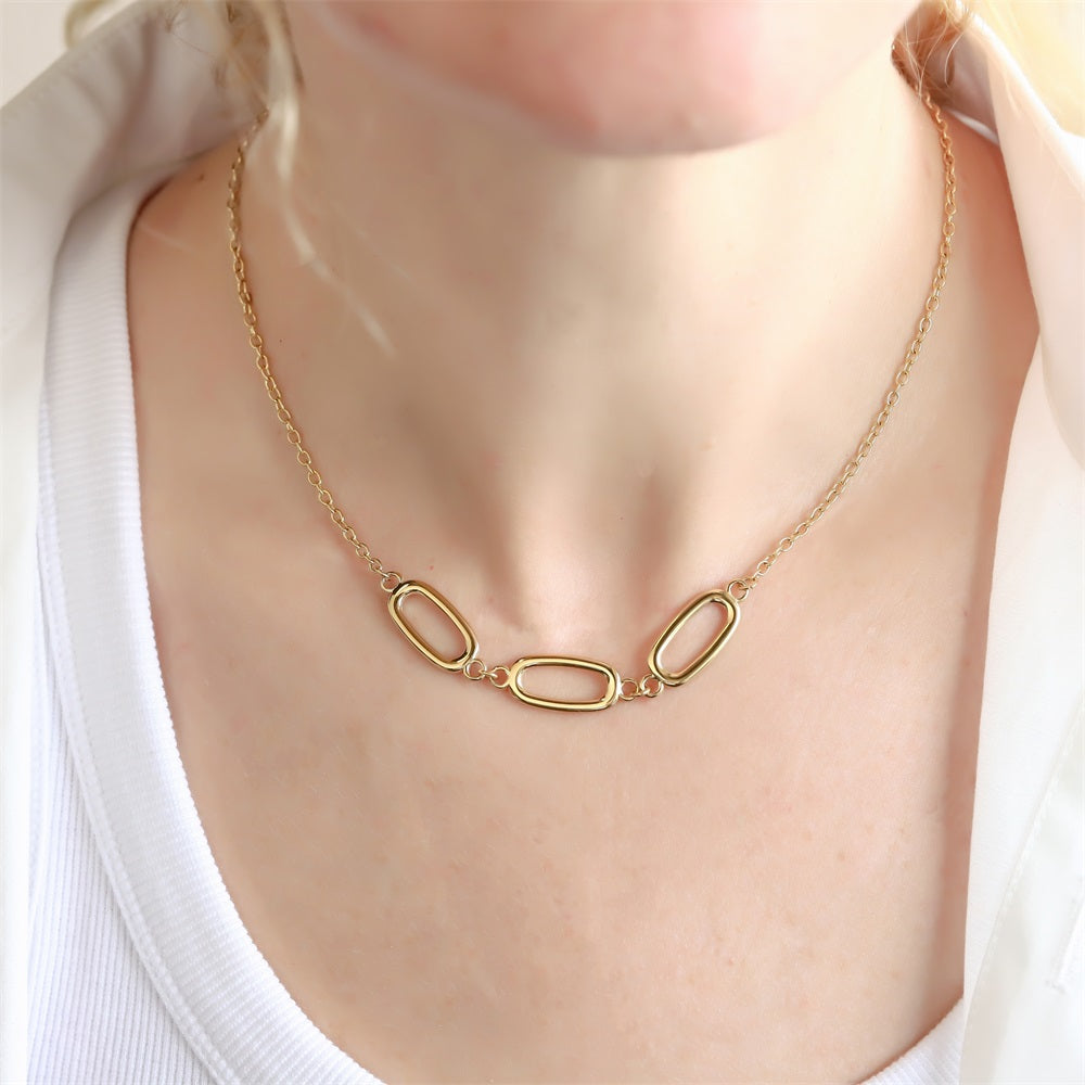 NSS1057 STAINLESS STEEL NECKLACE WITH OVAL SHAPE LINK