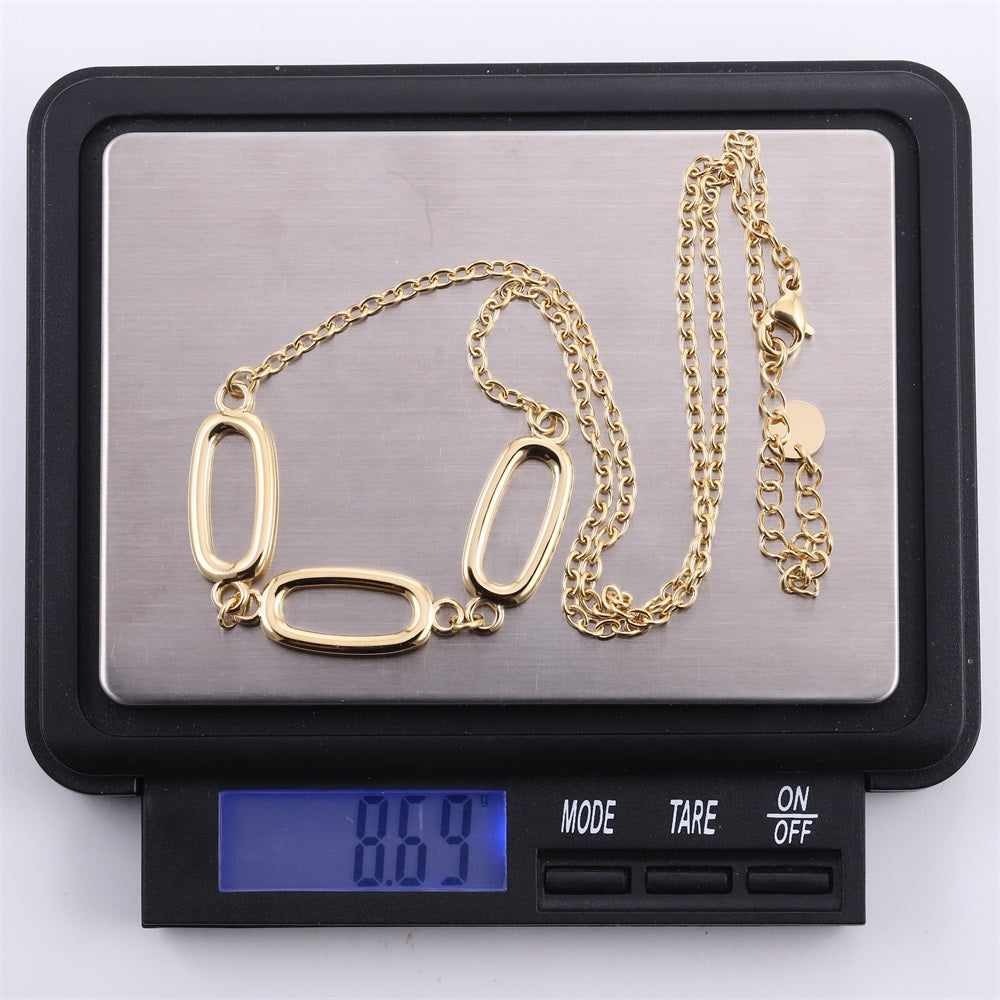NSS1057 STAINLESS STEEL NECKLACE WITH OVAL SHAPE LINK