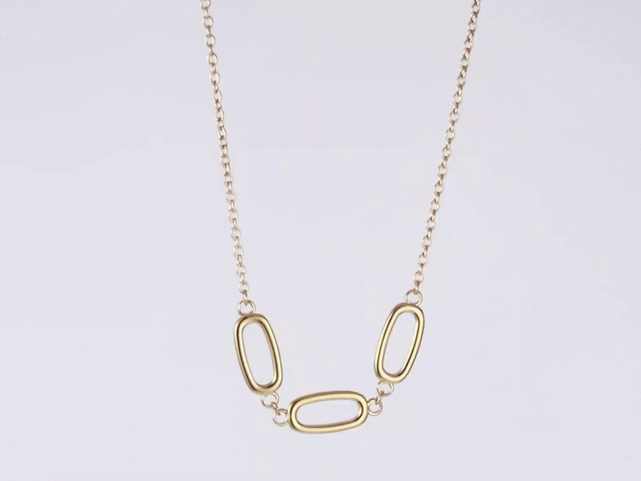 NSS1057 STAINLESS STEEL NECKLACE WITH OVAL SHAPE LINK