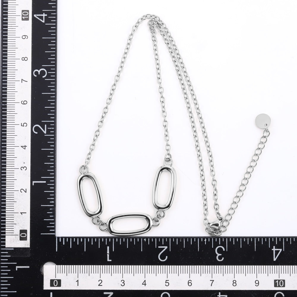 NSS1057 STAINLESS STEEL NECKLACE WITH OVAL SHAPE LINK