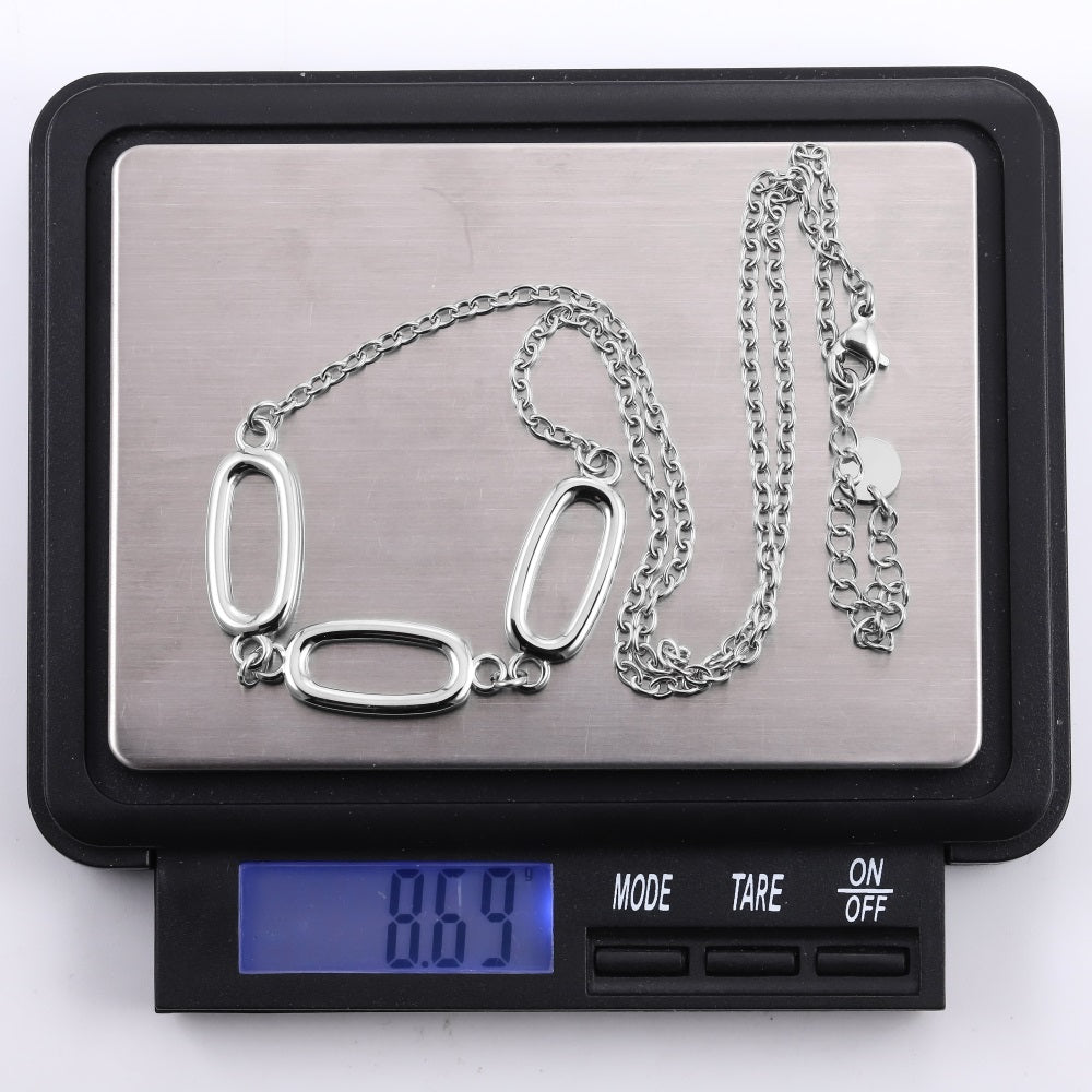 NSS1057 STAINLESS STEEL NECKLACE WITH OVAL SHAPE LINK