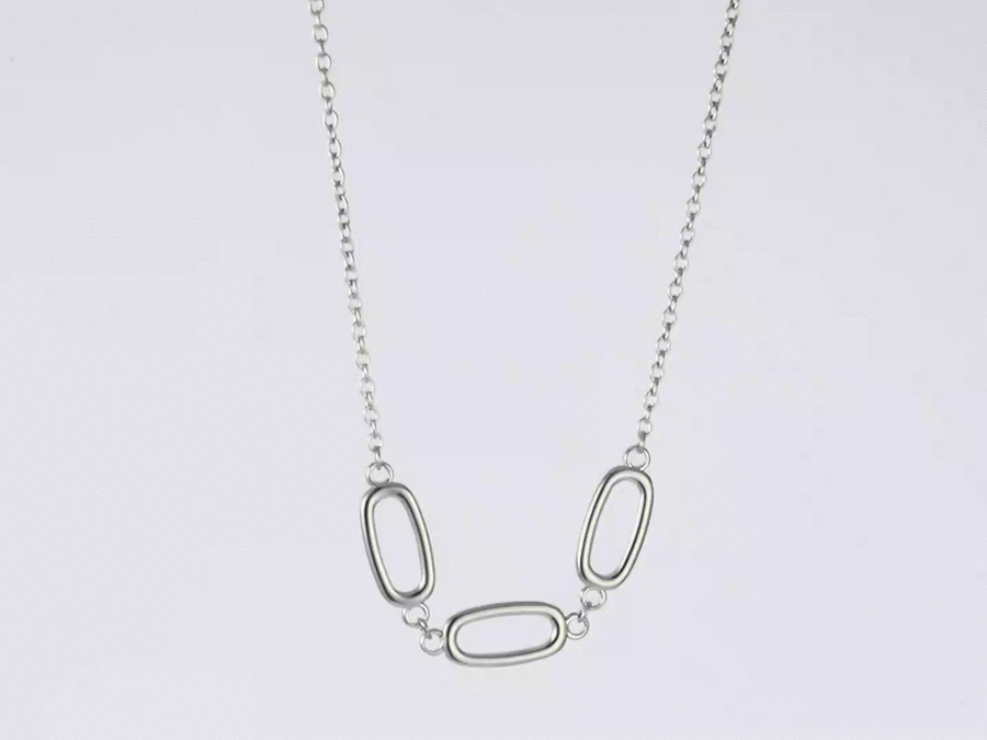 NSS1057 STAINLESS STEEL NECKLACE WITH OVAL SHAPE LINK