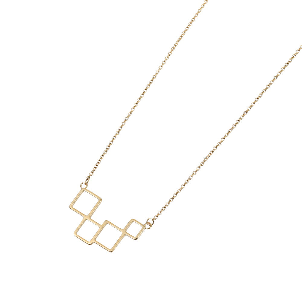 NSS1058 STAINLESS STEEL NECKLACE WITH GEOMETRIC DESIGN