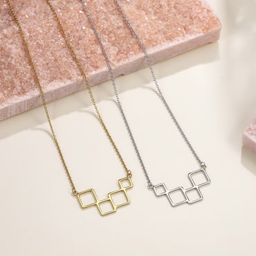 NSS1058 STAINLESS STEEL NECKLACE WITH GEOMETRIC DESIGN