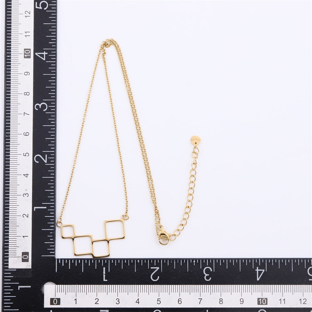 NSS1058 STAINLESS STEEL NECKLACE WITH GEOMETRIC DESIGN